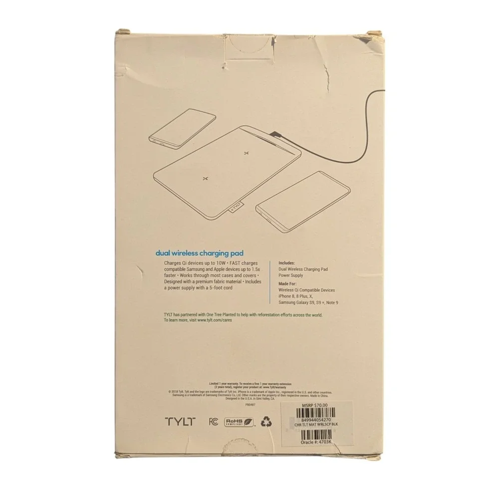 Bb. Tylt Dual wireless charging Pad,‎ For iPhone Or Android - QI Charging